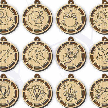 Intra απο ξύλο plywood 3mm-4mm πάχος – Κοπή λέιζερ με ξύλινο μπρελόκ ζωδίου Δίασταση  5x5 cm INTRAFABR-117341784 - Image 2