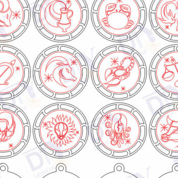 Intra απο ξύλο plywood 3mm-4mm πάχος – Κοπή λέιζερ με ξύλινο μπρελόκ ζωδίου Δίασταση  5x5 cm INTRAFABR-117341784 - Image 3