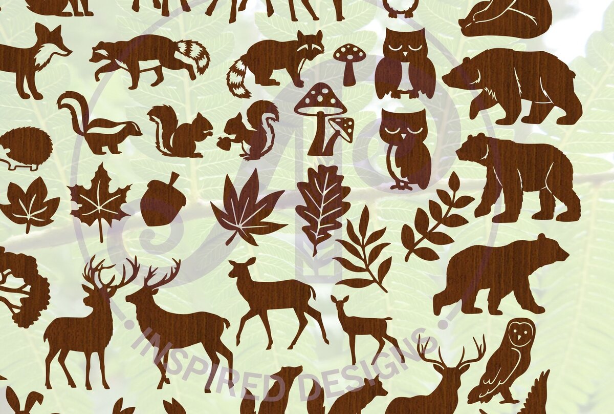 Intra απο ξύλο plywood 3mm-4mm πάχος – Πακέτο Woodland Animal 38 Shapes Δίασταση  20x20 cm INTRAFABR-69762266