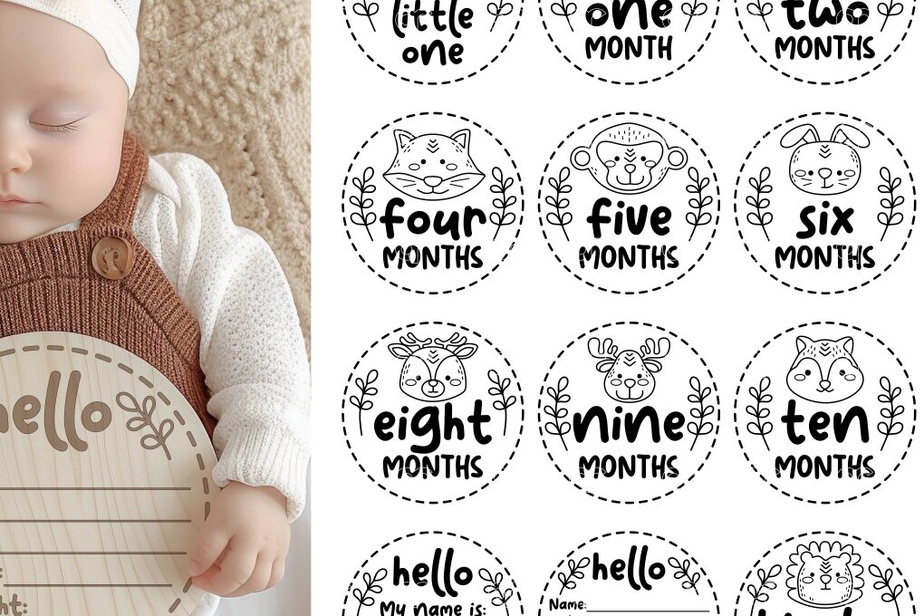 Intra απο ξύλο plywood 3mm-4mm πάχος – Woodland Animal Baby Milestones Δίασταση  20x20 cm INTRAFABR-112456004