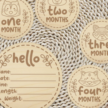 Intra απο ξύλο plywood 3mm-4mm πάχος – Woodland Animal Baby Milestones Δίασταση  20x20 cm INTRAFABR-112456004 - Image 4