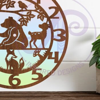 Intra απο ξύλο plywood 3mm-4mm πάχος – Woodland Animal ρολόι τοίχου με λέιζερ Δίασταση  40x30 cm INTRAFABR-81532044 - Image 1