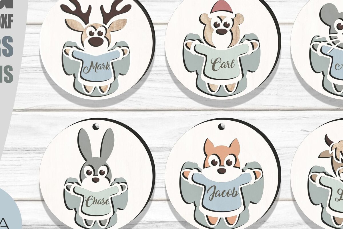 Intra απο ξύλο plywood 3mm-4mm πάχος – Χριστουγεννιάτικα στολίδια Woodland Animals Δίασταση  20x20 cm INTRAFABR-81362999