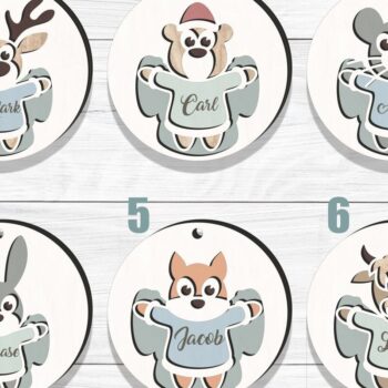 Intra απο ξύλο plywood 3mm-4mm πάχος – Χριστουγεννιάτικα στολίδια Woodland Animals Δίασταση  20x20 cm INTRAFABR-81362999 - Image 3