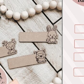 Intra απο ξύλο plywood 3mm-4mm πάχος – Ετικέτες ονομάτων Woodland Animals Δίασταση  20x20 cm INTRAFABR-75553170 - Image 1