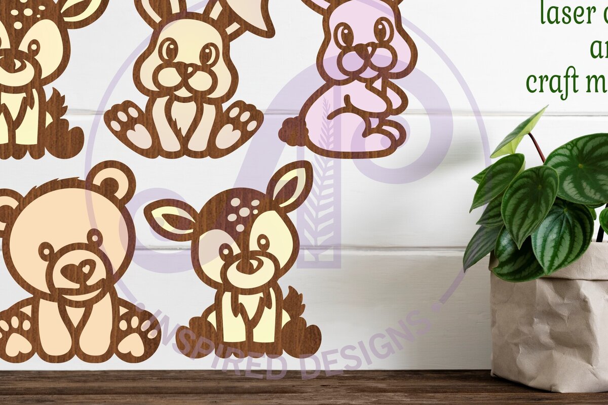 Intra απο ξύλο plywood 3mm-4mm πάχος – Woodland Animals Set 1 Laser δύο στρώσεων Δίασταση  20x20 cm INTRAFABR-84697486
