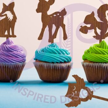 Intra απο ξύλο plywood 3mm-4mm πάχος – Woodland Cupcake Toppers, 6 σχέδια Δίασταση  20x20 cm INTRAFABR-89226667 - Image 1