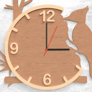 Intra απο ξύλο plywood 3mm-4mm πάχος – Ρολόι τοίχου Δρυοκολάπτης Δέντρο - Δίασταση  40x30 cm INTRAFABR-118392887
