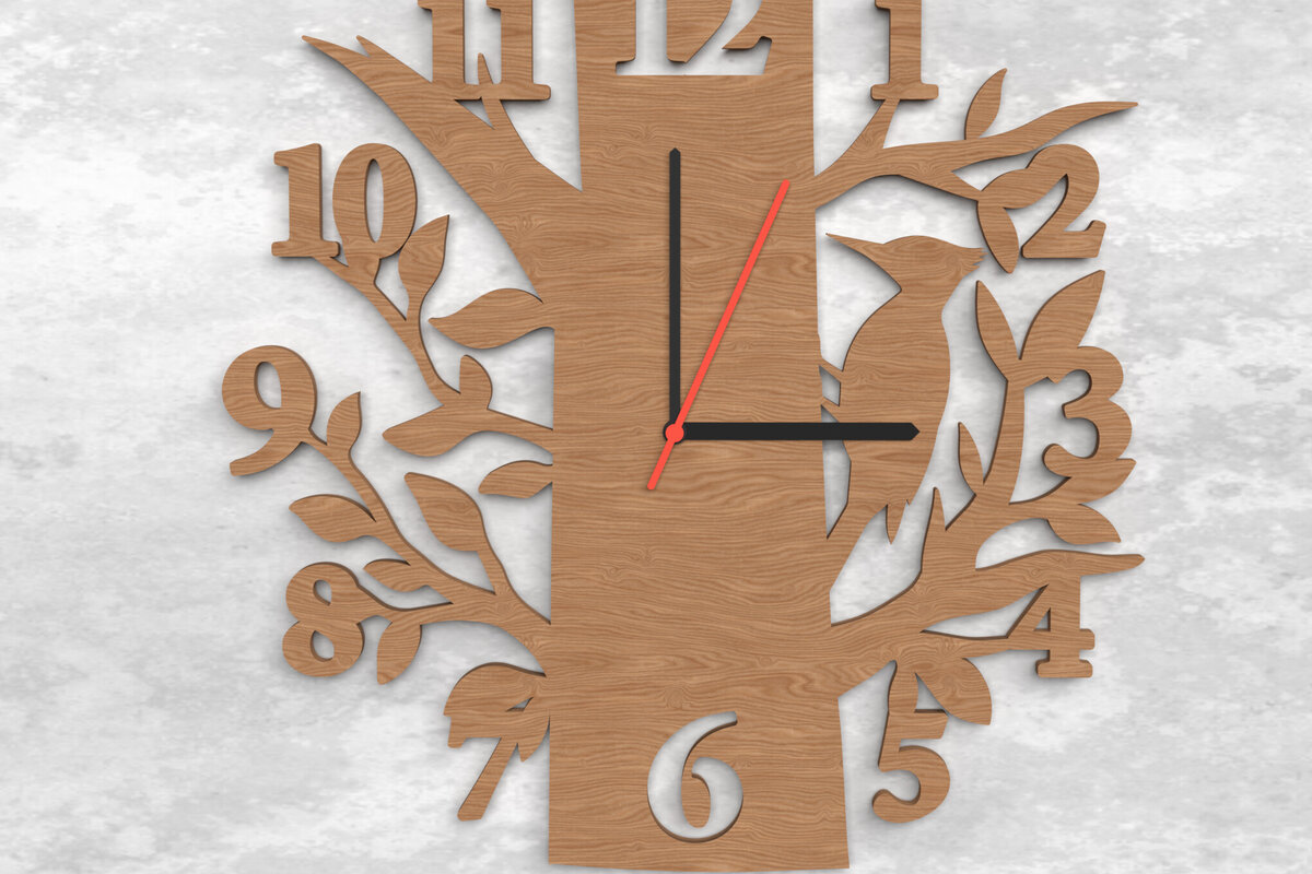 Intra απο ξύλο plywood 3mm-4mm πάχος – Ρολόι τοίχου Δρυοκολάπτης Δέντρο - Δίασταση  40x30 cm INTRAFABR-118392791