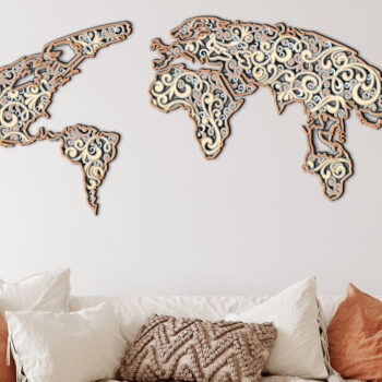 Intra απο ξύλο plywood 3mm-4mm πάχος – Αρχεία αποκοπής λέιζερ πολλαπλών επιπέδων παγκόσμιου χάρτη Δίασταση  20x20 cm INTRAFABR-12665766 - Image 3