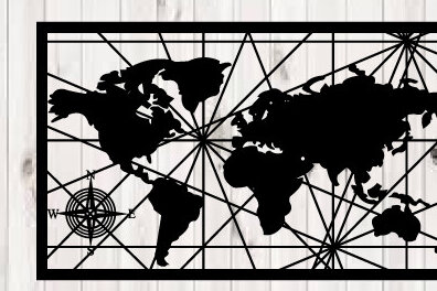 Intra απο ξύλο plywood 3mm-4mm πάχος – Παγκόσμιος Χάρτης Διακόσμηση Τοίχων Τέχνης με Dxf Δίασταση  20x20 cm INTRAFABR-104204023