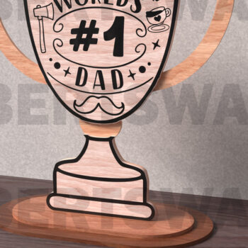 Intra απο ξύλο plywood 3mm-4mm πάχος – Πινακίδα του καλύτερου τρόπαιου μπαμπά στον κόσμο Δίασταση  20x20 cm INTRAFABR-122013634 - Image 1