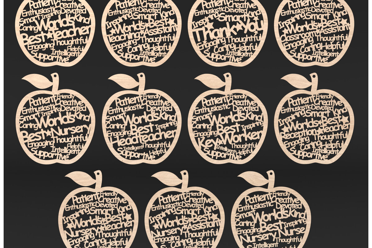 Intra απο ξύλο plywood 3mm-4mm πάχος – Ο καλύτερος δάσκαλος στον κόσμο Apple Δίασταση  20x20 cm INTRAFABR-89541485