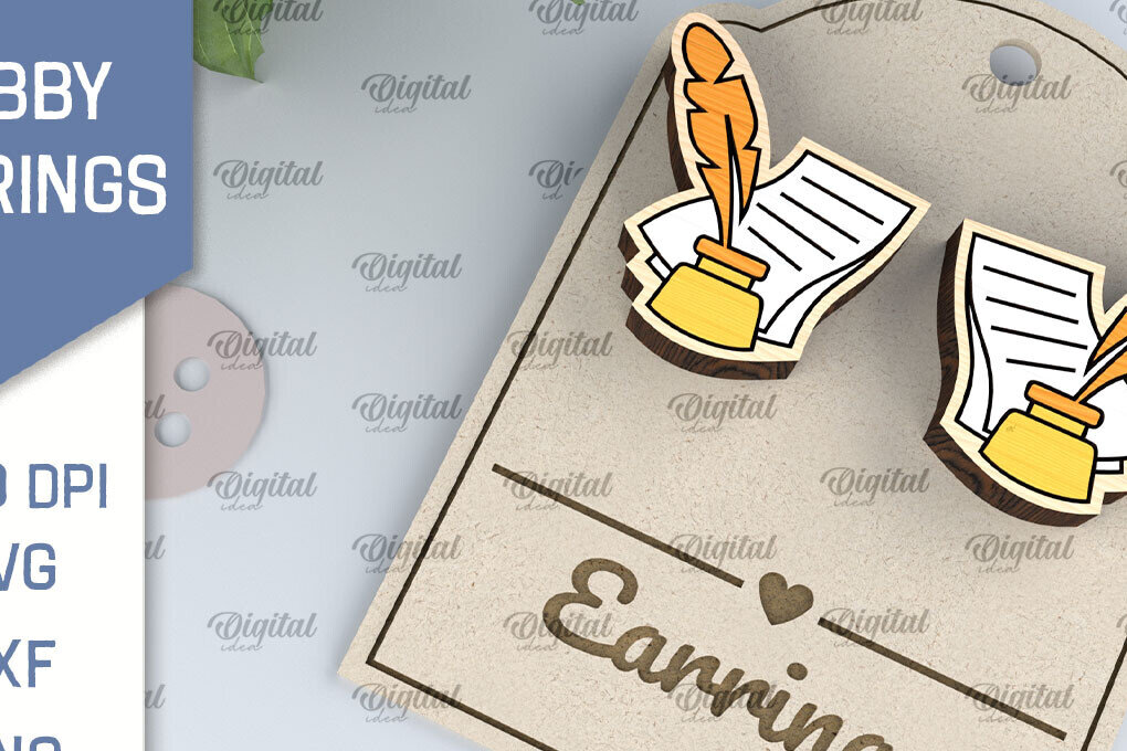 Intra απο ξύλο plywood 3mm-4mm πάχος – Σκουλαρίκια συγγραφέας  κοπής με λέιζερ Δίασταση  5x5 cm INTRAFABR-104759824