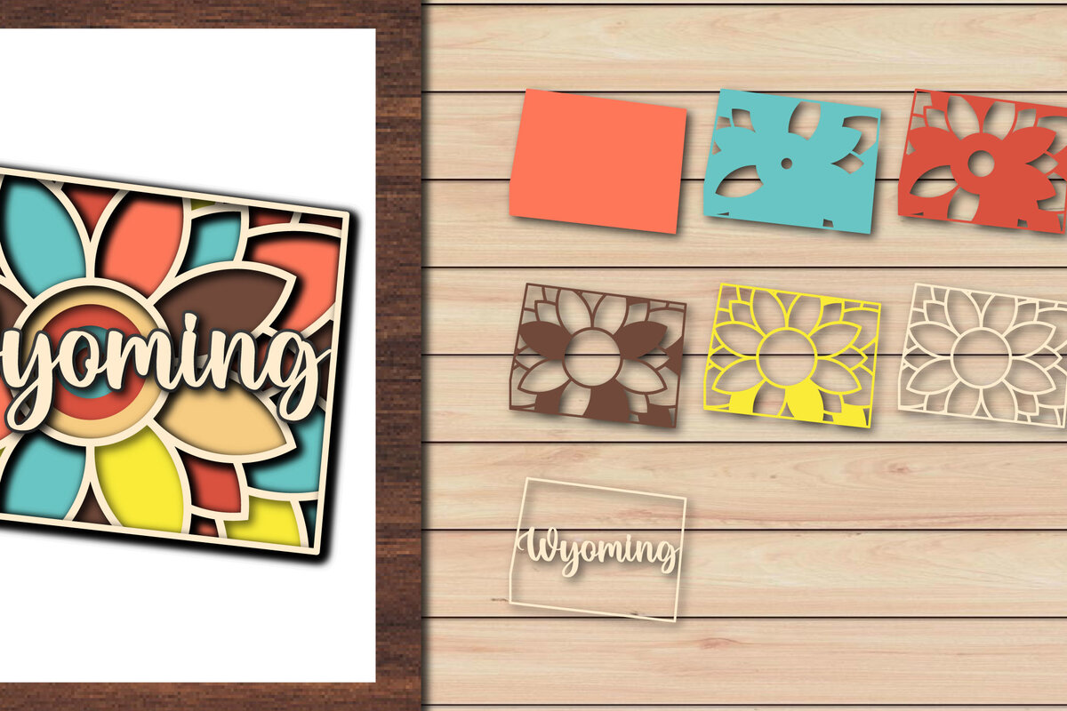 Intra απο ξύλο plywood 3mm-4mm πάχος – Κοπή χαρτιού 3d State του Wyoming USA Δίασταση  20x20 cm INTRAFABR-64958127