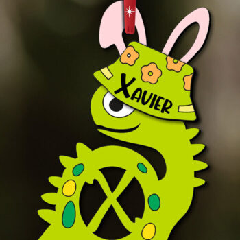 Intra απο ξύλο plywood 3mm-4mm πάχος – Καλάθι στολιδιών X Letter Dino Πασχαλινό Δίασταση  20x20 cm INTRAFABR-112324916 - Image 1