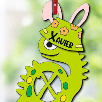 Intra απο ξύλο plywood 3mm-4mm πάχος – Καλάθι στολιδιών X Letter Dino Πασχαλινό Δίασταση  20x20 cm INTRAFABR-112324916 - Image 2