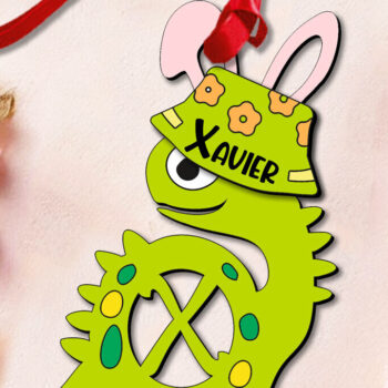 Intra απο ξύλο plywood 3mm-4mm πάχος – Καλάθι στολιδιών X Letter Dino Πασχαλινό Δίασταση  20x20 cm INTRAFABR-112324916 - Image 3