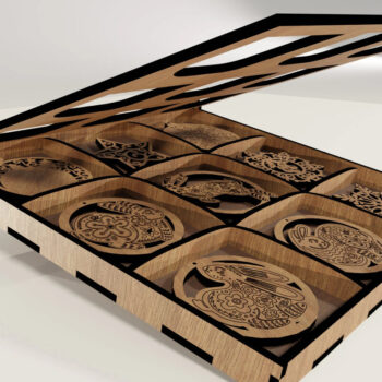 Intra απο ξύλο plywood 3mm-4mm πάχος – X-Mas 9 στολίδια με κουτί παρουσίασης Δίασταση  20x20 cm INTRAFABR-104664319 - Image 6