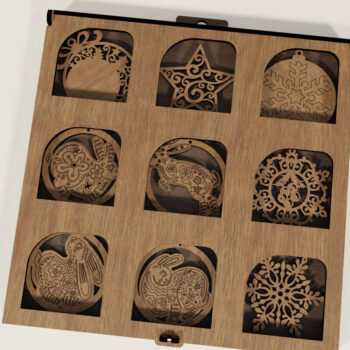 Intra απο ξύλο plywood 3mm-4mm πάχος – X-Mas 9 στολίδια με κουτί παρουσίασης Δίασταση  20x20 cm INTRAFABR-104664319 - Image 7