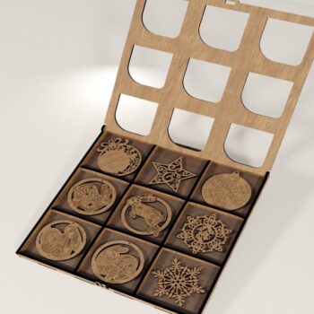 Intra απο ξύλο plywood 3mm-4mm πάχος – X-mas Tree: 9 Στολίδια με Presentati Δίασταση  20x20 cm INTRAFABR-114210697 - Image 4