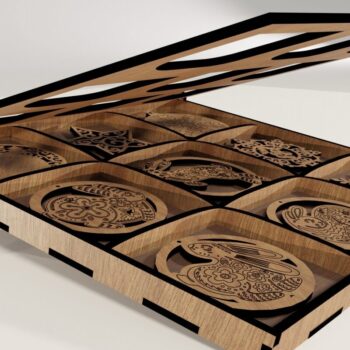 Intra απο ξύλο plywood 3mm-4mm πάχος – X-mas Tree: 9 Στολίδια με Presentati Δίασταση  20x20 cm INTRAFABR-114210697 - Image 5