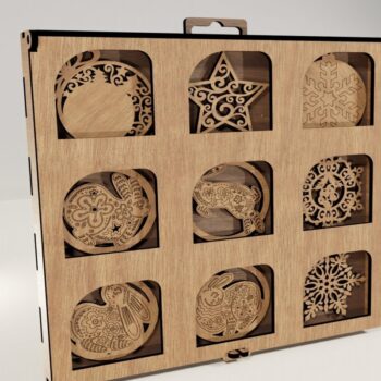 Intra απο ξύλο plywood 3mm-4mm πάχος – X-mas Tree: 9 Στολίδια με Presentati Δίασταση  20x20 cm INTRAFABR-114210697 - Image 8