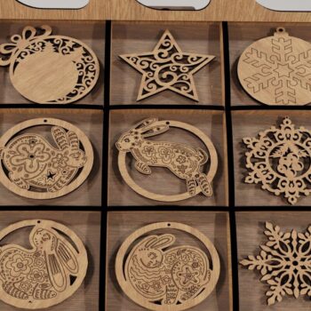 Intra απο ξύλο plywood 3mm-4mm πάχος – X-mas Tree: 9 Στολίδια με Presentati Δίασταση  20x20 cm INTRAFABR-114210697 - Image 9