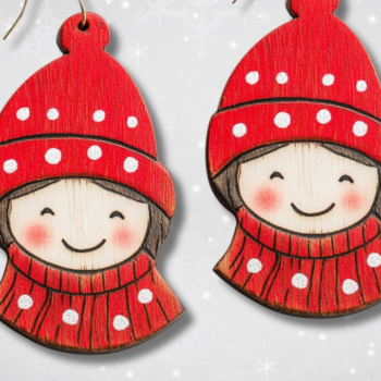 Intra απο ξύλο plywood 3mm-4mm πάχος – Xmas Earring Laser Files009 Δίασταση  5x5 cm INTRAFABR-117526078 - Image 5