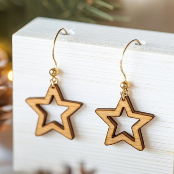 Intra απο ξύλο plywood 3mm-4mm πάχος – Xmas Earrings: Bundle 004 Δίασταση  5x5 cm INTRAFABR-117521108 - Image 3