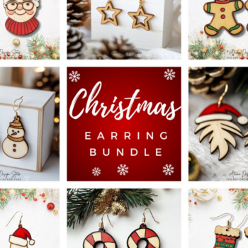 Intra απο ξύλο plywood 3mm-4mm πάχος – Xmas Earrings: Bundle 004 Δίασταση  5x5 cm INTRAFABR-117521108 - Image 5