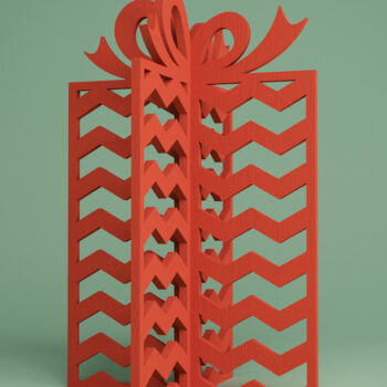 Intra απο ξύλο plywood 3mm-4mm πάχος – Xmas Gift. 3D μόνιμο παρόν Δίασταση  20x20 cm INTRAFABR-81904582 - Image 1