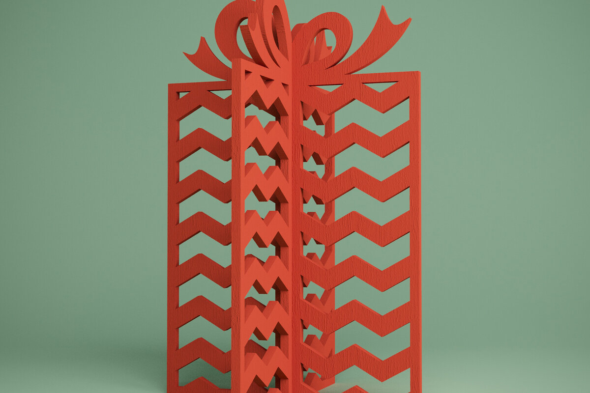 Intra απο ξύλο plywood 3mm-4mm πάχος – Xmas Gift. 3D μόνιμο παρόν Δίασταση  20x20 cm INTRAFABR-81904582