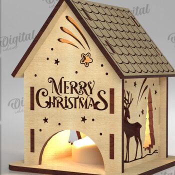 Intra απο ξύλο plywood 3mm-4mm πάχος – Πακέτο λέιζερ XMas House Candle Holders Δίασταση  20x20 cm INTRAFABR-108517054 - Image 1