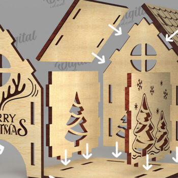 Intra απο ξύλο plywood 3mm-4mm πάχος – Πακέτο λέιζερ XMas House Candle Holders Δίασταση  20x20 cm INTRAFABR-108517054 - Image 2
