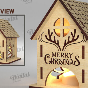 Intra απο ξύλο plywood 3mm-4mm πάχος – Πακέτο λέιζερ XMas House Candle Holders Δίασταση  20x20 cm INTRAFABR-108517054 - Image 4