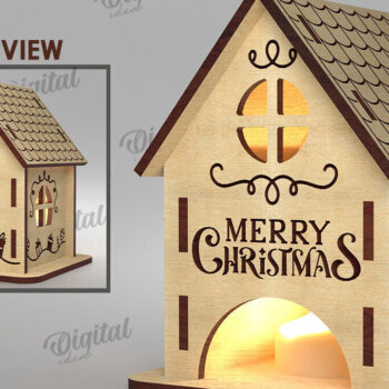 Intra απο ξύλο plywood 3mm-4mm πάχος – Πακέτο λέιζερ XMas House Candle Holders Δίασταση  20x20 cm INTRAFABR-108517054 - Image 5