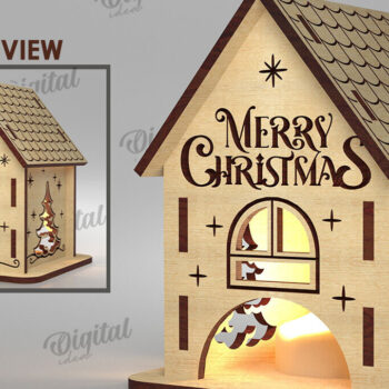 Intra απο ξύλο plywood 3mm-4mm πάχος – Πακέτο λέιζερ XMas House Candle Holders Δίασταση  20x20 cm INTRAFABR-108517054 - Image 6