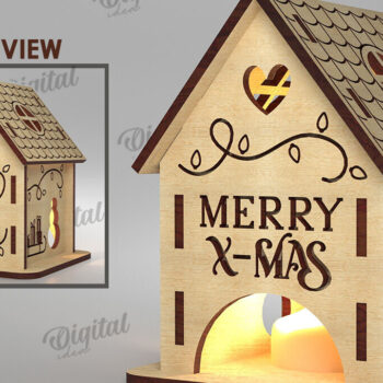 Intra απο ξύλο plywood 3mm-4mm πάχος – Πακέτο λέιζερ XMas House Candle Holders Δίασταση  20x20 cm INTRAFABR-108517054 - Image 7