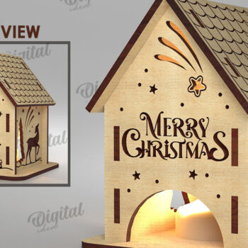 Intra απο ξύλο plywood 3mm-4mm πάχος – Πακέτο λέιζερ XMas House Candle Holders Δίασταση  20x20 cm INTRAFABR-108517054 - Image 10