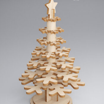 Intra απο ξύλο plywood 3mm-4mm πάχος – Xmas. τρισδιάστατο χριστουγεννιάτικο πεύκο Δίασταση  20x20 cm INTRAFABR-81907242 - Image 1