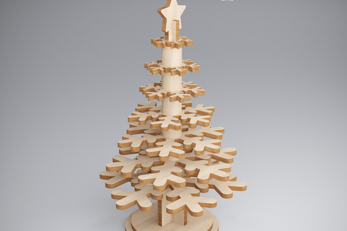 Intra απο ξύλο plywood 3mm-4mm πάχος – Xmas. τρισδιάστατο χριστουγεννιάτικο πεύκο Δίασταση  20x20 cm INTRAFABR-81907242