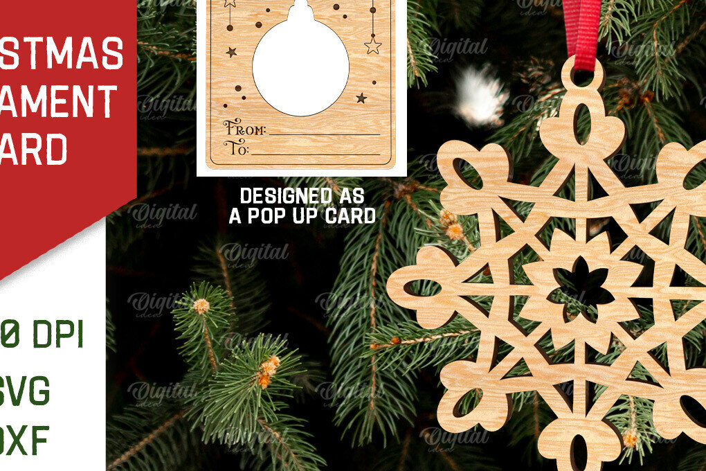 Intra απο ξύλο plywood 3mm-4mm πάχος – Χριστουγεννιάτικο στολίδι με λέιζερ. Αναδυόμενη κάρτα Δίασταση  20x20 cm INTRAFABR-107177051