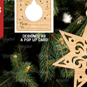 Intra απο ξύλο plywood 3mm-4mm πάχος – Χριστουγεννιάτικο στολίδι με λέιζερ. Αναδυόμενη κάρτα Δίασταση  20x20 cm INTRAFABR-107177079 - Image 1