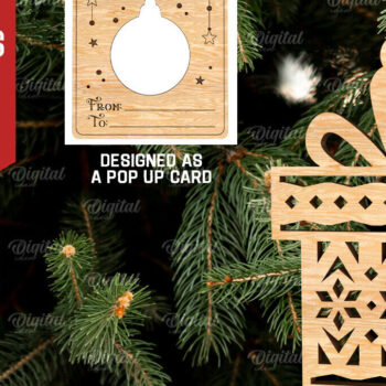 Intra απο ξύλο plywood 3mm-4mm πάχος – Χριστουγεννιάτικο στολίδι με λέιζερ. Αναδυόμενη κάρτα Δίασταση  20x20 cm INTRAFABR-107177105 - Image 1