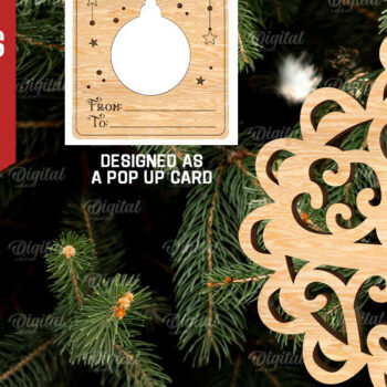 Intra απο ξύλο plywood 3mm-4mm πάχος – Χριστουγεννιάτικο στολίδι με λέιζερ. Αναδυόμενη κάρτα Δίασταση  20x20 cm INTRAFABR-107177128 - Image 1