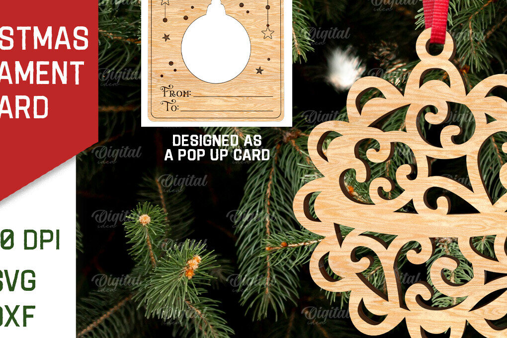 Intra απο ξύλο plywood 3mm-4mm πάχος – Χριστουγεννιάτικο στολίδι με λέιζερ. Αναδυόμενη κάρτα Δίασταση  20x20 cm INTRAFABR-107177128