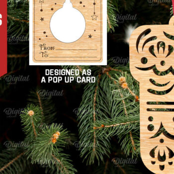 Intra απο ξύλο plywood 3mm-4mm πάχος – Χριστουγεννιάτικο στολίδι με λέιζερ. Αναδυόμενη κάρτα Δίασταση  20x20 cm INTRAFABR-107177157 - Image 1