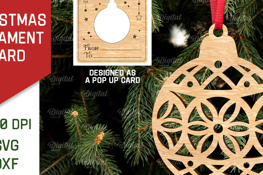 Intra απο ξύλο plywood 3mm-4mm πάχος – Χριστουγεννιάτικο στολίδι με λέιζερ. Αναδυόμενη κάρτα Δίασταση  20x20 cm INTRAFABR-107176920