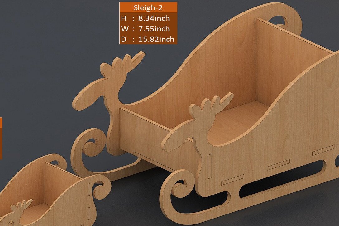 Intra απο ξύλο plywood 3mm-4mm πάχος – Χριστουγεννιάτικα αρχεία κοπής έλκηθρου Άγιου Βασίλη Δίασταση  20x20 cm INTRAFABR-41732153